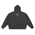 Unisex Leopard Print Waffle Full Zip Hoodie