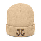 JJ Embroidered Ribbed Knit Beanie
