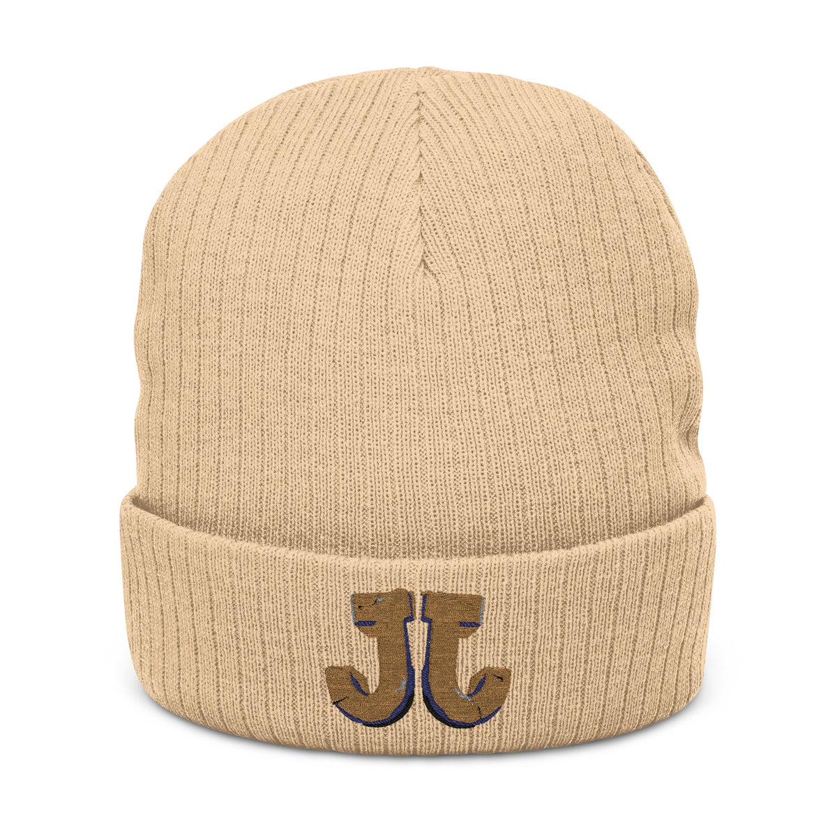 JJ Embroidered Ribbed Knit Beanie