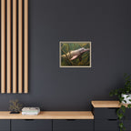 Pink River Dolphin Underwater Scene Framed Matte Canvas