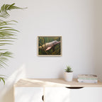 Pink River Dolphin Underwater Scene Framed Matte Canvas