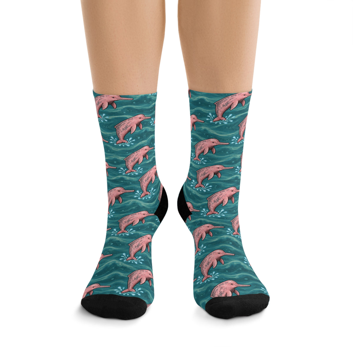 Amazon River Dolphin Pattern Fun Recycled Poly Socks