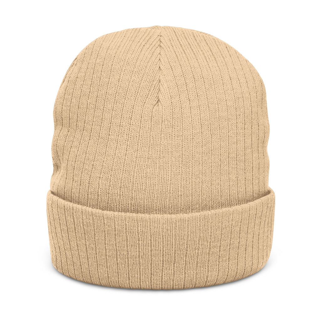 JJ Embroidered Ribbed Knit Beanie