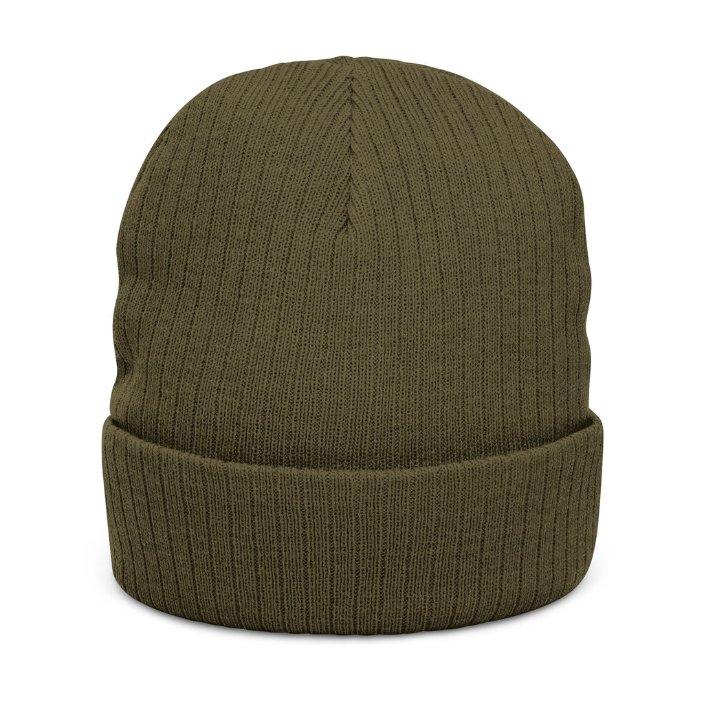 JJ Embroidered Ribbed Knit Beanie
