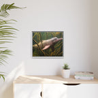 Pink River Dolphin Underwater Scene Framed Matte Canvas