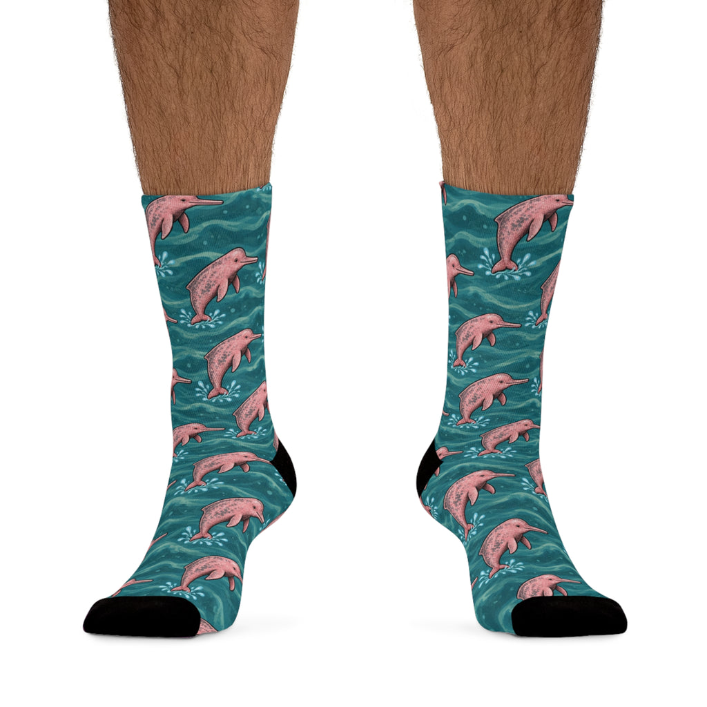 Amazon River Dolphin Pattern Fun Recycled Poly Socks