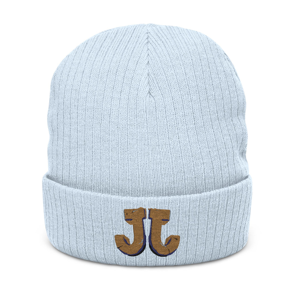 JJ Embroidered Ribbed Knit Beanie