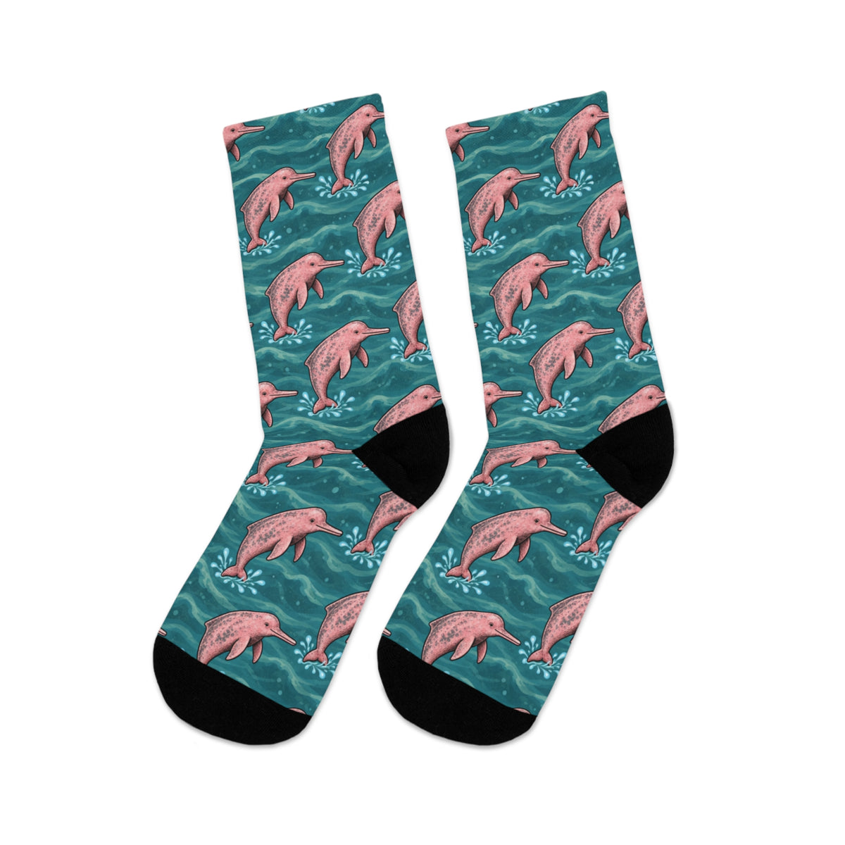 Amazon River Dolphin Pattern Fun Recycled Poly Socks