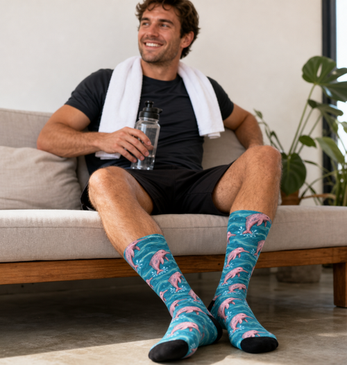 Amazon River Dolphin Pattern Fun Recycled Poly Socks