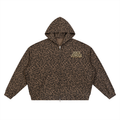Unisex Leopard Print Waffle Full Zip Hoodie