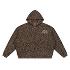 Unisex Leopard Print Waffle Full Zip Hoodie
